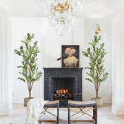 Nalupatio Artificial Olive Tree with Natural Wood Trunk, Realistic Leaves & Fruits for Modern Home Office Living Room Decor