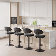 Nalupatio Modern Bar Stools Set of 2, Ergonomic Double-Layer Upholstered Bar Stools with Back, Adjustable Swivel Barstools for Kitchen Island, Drak Grey