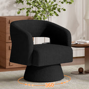 Hawsaiy Swivel Barrel Accent Chair Set of 1/2, Linen Fabric Upholstered Armchair with Wood Frame & Spring Support,Modern Comfy Lounge Sofa Chair with Round Back for Reading Living Room Bedroom