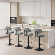 Nalupatio Modern Bar Stools Set of 2, Ergonomic Double-Layer Upholstered Bar Stools with Back, Adjustable Swivel Barstools for Kitchen Island, Drak Grey