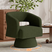 Hawsaiy Swivel Barrel Accent Chair Set of 1/2, Linen Fabric Upholstered Armchair with Wood Frame & Spring Support,Modern Comfy Lounge Sofa Chair with Round Back for Reading Living Room Bedroom