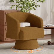 Hawsaiy Swivel Barrel Accent Chair Set of 1/2, Linen Fabric Upholstered Armchair with Wood Frame & Spring Support,Modern Comfy Lounge Sofa Chair with Round Back for Reading Living Room Bedroom