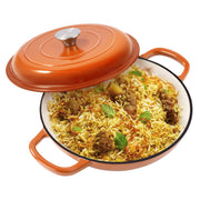 Hawsaiy 3 Quart Enameled Shallow Cast Iron Dutch Oven with Lid, Dual Handles Dutch Pots for Cooking, Stewing, Heavy-Duty & Nonstick, Oven Safe up to 500° F, Works on All Stovetops