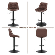 Hawsaiy Bar Stools Set of 2/4, Adjustable Swivel Counter Height Bar Stools with Back, Upholstered Modern Barstools with Diamond Stitching