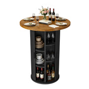 Hawsaiy Round Bar Table with Storage, 31.5
