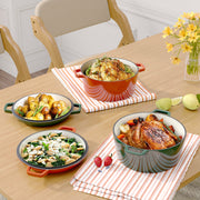 Kerilyn 2-in-1 Heavy-Duty Cast Iron Dutch Oven Pot - Kitchen & Dining Essential for Bread Baking, Cooking, Stewing - Nonstick, Oven Safe Up to 500°F, Dual Handles, Works on All Stovetops, Easy Cleaning, Durable Construction enamel cast iron Enamel