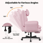 Hawsaiy Big and Tall Office Chair with Footrest, Ergonomic Executive Desk Chair with Flip-Up Arms, Reclining High Back Computer Chair with Headrest & Side Pockets