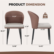 Hawsaiy Faux Leather Dining Chairs Set of 2/4/6, Modern Curved Back Upholstered Kitchen Side Chairs with Metal Legs