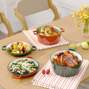 Kerilyn 2-in-1 Heavy-Duty Cast Iron Dutch Oven Pot - Kitchen & Dining Essential for Bread Baking, Cooking, Stewing - Nonstick, Oven Safe Up to 500°F, Dual Handles, Works on All Stovetops, Easy Cleaning, Durable Construction enamel cast iron Enamel