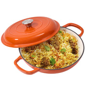 Kerilyn 3 Quart Enameled Shallow Cast Iron Dutch Oven with Lid, Dual Handles Dutch Pots for Cooking, Stewing, Heavy-Duty & Nonstick, Oven Safe up to 500° F, Works on All Stovetops, Dark Blue