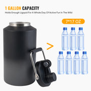 Insulated Gallon Jug with Handle, One Gallon, 128oz Stainless Steel, Large Double Vacuum Water Bottle for Hot & Cold Drinks, Wide Mouth, Sweat Proof, Great for Travel, Camping