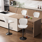 Nalupatio Swivel Bar Stools Set of 2,PU Leather Upholstered Barstools with Back & Footrest, Seat Adjustable Height 22.2-31IN Counter Height Bar Chairs for Bar Kitchen Island,Whiskey Brown