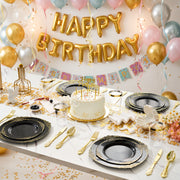 Hawsaiy 350PCS Gold Disposable Dinnerware Set for 50 Guests, Lace Design Plastic Plate Sets, Gold Silverware, Cups & Napkins – Party Supplies for Weddings, Birthdays, Holidays