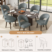 Hawsaiy Upholstered Dining Chairs Set of 2/4/6, Mid Century Modern Dining Chairs with Solid Wood Legs, Curved Back Kitchen Chairs, Farmhouse Side Chairs for Dining Room