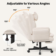 Hawsaiy Big and Tall Office Chair with Footrest, Ergonomic Executive Desk Chair with Flip-Up Arms, Reclining High Back Computer Chair with Headrest & Side Pockets