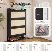 Hawsaiy Slim Entryway Shoe Storage Cabinet with 2/3 Flip Drawers, Narrow Freestanding Shoe Organizer Holds 16–20 Pairs, Space-Saving Wooden Shoe Rack for Hallway, Foyer