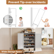 Hawsaiy Entrance Shoe Cabinet with Doors, 6-Tier Farmhouse Shoe Storage Organizer with Adjustable Shelves, Holds 18-24 Pairs, Entryway Shoe Rack Cabinet with Metal Legs