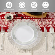 Hawsaiy 350PCS Gold Embossed Disposable Dinnerware Set, Plastic Plates & Cups with Napkins & Cutlery, BPA Free, Reusable Party Tableware for Wedding, Birthday, Holiday