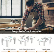 Hawsaiy Extendable Dining Table Set for 6, Upholstered Dining Chairs, Farmhouse Kitchen Dining Room Set, Hidden Leaf Dining Table Seats 6-8