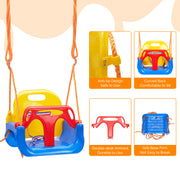 Hawsaiy 3-in-1 Baby Swing Set,Secure & Anti-Flip Toddler Swing with Hanging Straps & Hooks, Detachable Seat for Indoor/Outdoor Play
