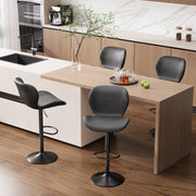 Nalupatio Swivel Bar Stools Set of 2,PU Leather Upholstered Barstools with Back & Footrest, Seat Adjustable Height 22.2-31IN Counter Height Bar Chairs for Bar Kitchen Island,Whiskey Brown