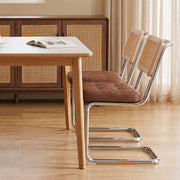 Hawsaiy Velvet Rattan Dining Chairs Set of 2/3/4/6/8, Upholstered Dining Room Chairs with Cane Back, Mid Century Modern Cantilever Kitchen Chairs, Chrome Frame Armless Side Chairs