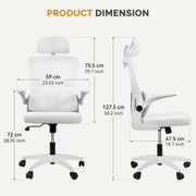 Hawsaiy Ergonomic Office Chair with Breathable Fabric, Adjustable Height, 3D Headrest, Adjustable Armrests, and Spring-Loaded Lumbar Support