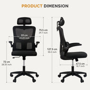 Hawsaiy Ergonomic Office Chair with Breathable Fabric, Adjustable Height, 3D Headrest, Adjustable Armrests, and Spring-Loaded Lumbar Support