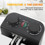 Hawsaiy 3/5L 1700W Electric Deep Fryer with Basket, Timer & Temperature Control, Stainless Steel, Dishwasher Safe, Lid with View Window & Odor Filter