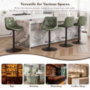 Hawsaiy Bar Stools Set of 2/4, Adjustable Swivel Counter Height Bar Stools with Back, Upholstered Modern Barstools with Diamond Stitching