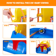 Hawsaiy 3-in-1 Baby Swing Set,Secure & Anti-Flip Toddler Swing with Hanging Straps & Hooks, Detachable Seat for Indoor/Outdoor Play