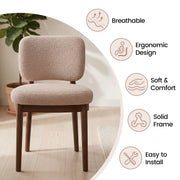 Hawsaiy Wooden Dining Chairs Set of 2/4/6, Boucle Upholstered Dining Room Chairs with Solid Wood Legs, Mid Century Modern Kitchen Chairs, Farmhouse Side Chairs with Back for Dining Room