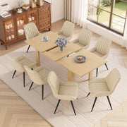 Hawsaiy Extendable Dining Table Set for 6, Upholstered Dining Chairs, Farmhouse Kitchen Dining Room Set, Hidden Leaf Dining Table Seats 6-8