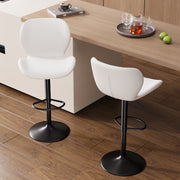 Nalupatio Swivel Bar Stools Set of 2,PU Leather Upholstered Barstools with Back & Footrest, Seat Adjustable Height 22.2-31IN Counter Height Bar Chairs for Bar Kitchen Island,Whiskey Brown