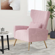 Nalupatio Velvet Fabric Upholstered Reading Comfy Mid Century Modern Armchair with Metal Legs and Spring Support, Accent Chair for Living Room,Beige