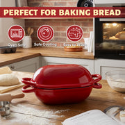 Hawsaiy 2 QT Oval Dutch Oven for Bread Baking, Enameled Cast Iron Bread Pot with Lid & Heat-Resistant Oven Mitts