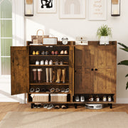 Hawsaiy Entrance Shoe Cabinet with Doors, 6-Tier Farmhouse Shoe Storage Organizer with Adjustable Shelves, Holds 18-24 Pairs, Entryway Shoe Rack Cabinet with Metal Legs