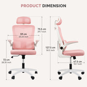 Hawsaiy Ergonomic Office Chair with Breathable Fabric, Adjustable Height, 3D Headrest, Adjustable Armrests, and Spring-Loaded Lumbar Support