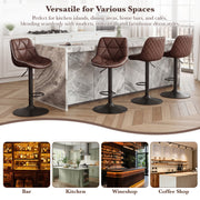 Hawsaiy Bar Stools Set of 2/4, Adjustable Swivel Counter Height Bar Stools with Back, Upholstered Modern Barstools with Diamond Stitching