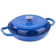 Kerilyn 3 Quart Enameled Shallow Cast Iron Dutch Oven with Lid, Dual Handles Dutch Pots for Cooking, Stewing, Heavy-Duty & Nonstick, Oven Safe up to 500° F, Works on All Stovetops, Dark Blue