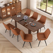 Hawsaiy Extendable Dining Table Set for 6, Upholstered Dining Chairs, Farmhouse Kitchen Dining Room Set, Hidden Leaf Dining Table Seats 6-8