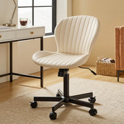 Hawsaiy Shell-Shaped Swivel Office Chair, 360° Rotating Vanity Desk Chair with Rocking Function for Home Office, Bedroom, Makeup Vanity