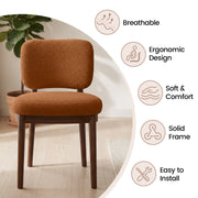 Hawsaiy Wooden Dining Chairs Set of 2/4/6, Boucle Upholstered Dining Room Chairs with Solid Wood Legs, Mid Century Modern Kitchen Chairs, Farmhouse Side Chairs with Back for Dining Room