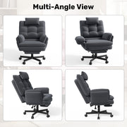 Hawsaiy Big and Tall Office Chair with Footrest, Ergonomic Executive Desk Chair with Flip-Up Arms, Reclining High Back Computer Chair with Headrest & Side Pockets