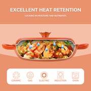 Kerilyn 3 Quart Enameled Shallow Cast Iron Dutch Oven with Lid, Dual Handles Dutch Pots for Cooking, Stewing, Heavy-Duty & Nonstick, Oven Safe up to 500° F, Works on All Stovetops, Dark Blue