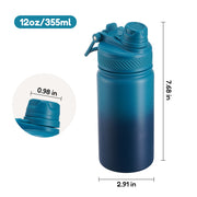 Hawsaiy 12oz Insulated Kids Water Bottle with Double Drinking Lids, Stainless Steel Water Bottle for School & Outdoor