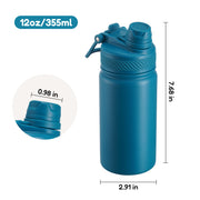 Hawsaiy 12oz Insulated Kids Water Bottle with Double Drinking Lids, Stainless Steel Water Bottle for School & Outdoor