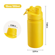 Hawsaiy 12oz Insulated Kids Water Bottle with Double Drinking Lids, Stainless Steel Water Bottle for School & Outdoor
