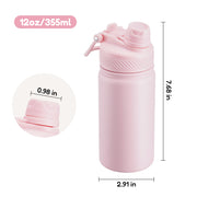 Hawsaiy 12oz Insulated Kids Water Bottle with Double Drinking Lids, Stainless Steel Water Bottle for School & Outdoor