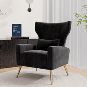 Hawsaiy Mid Century Modern Velvet Accent Chair Set of 1/2, High Back Armchair with Metal Legs, Upholstered Comfy Chair for Living Room and Bedroom
